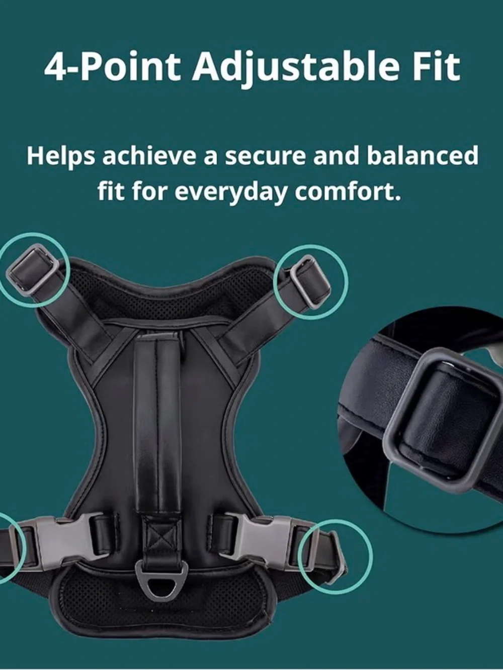 Premium Black Dog Harness for Large Breeds - Comfortable No-Pull Design